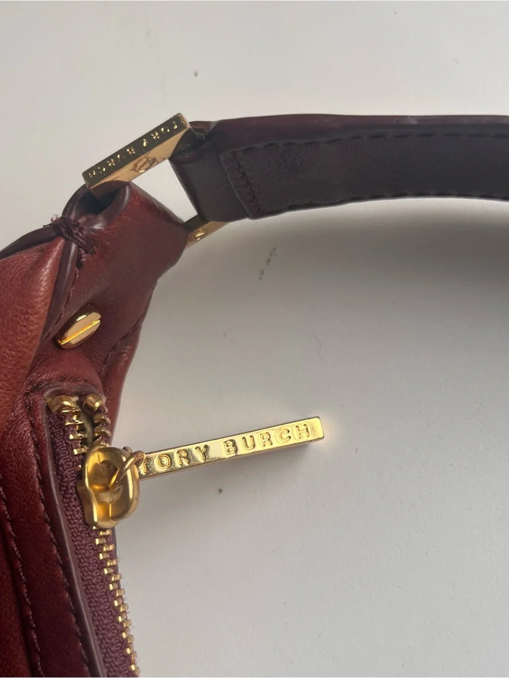 Tory Burch Leather Hobo Style Bag - Burgundy Leather